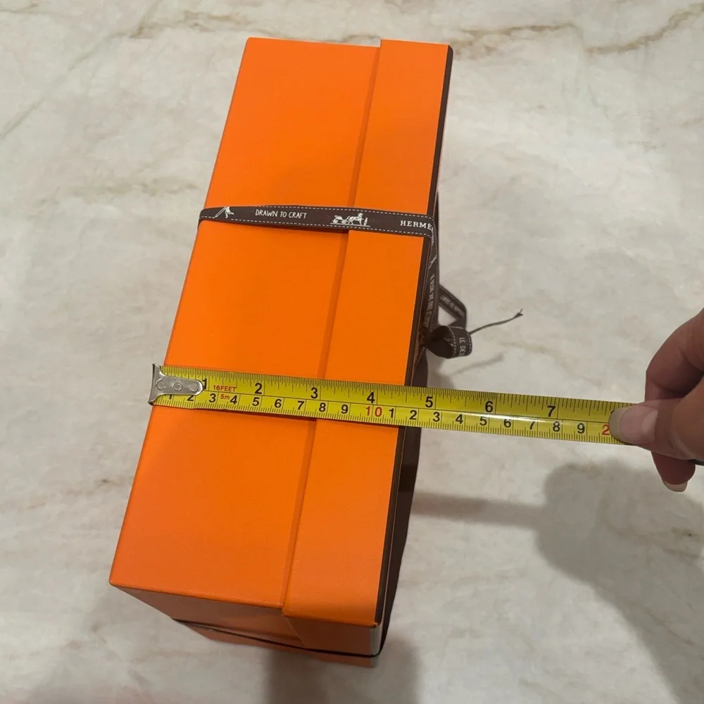 Authentic Hermès Orange Shoe Boxes with Ribbons – 12.25″ × 8.25″ × 4.5″– Set of2